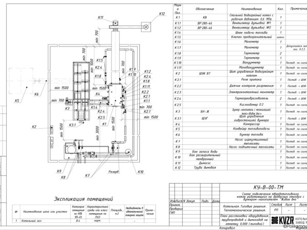 Схема подключения котла работающего на опилках и щепе с бункером накопителем